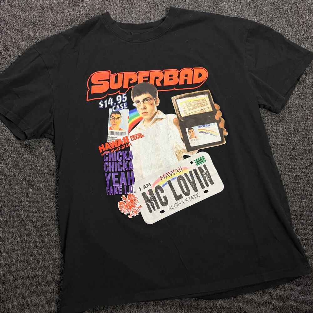 Vintage Y2k Superbad Mclovin Funny Movie Black Graphic Tee Men's XL